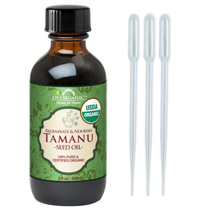 Picture of US Organic Tamanu Oil, USDA Certified Organic, 100% Pure Virgin Cold Pressed Unrefined, Dark Green Color, Sourced from Southeast Asia_Improved cap_2oz (56 ml)