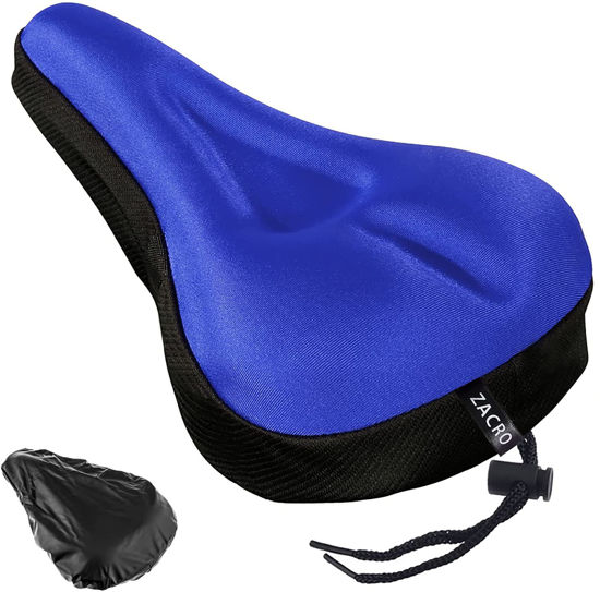 Picture of Zacro Bike Seat Cushion - Padded Gel Bike Seat Cover for Men & Womens Comfort, Compatible with Peloton, Stationary Exercise or Cruiser Bicycle Seats, 11 x 7 inches