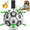 Picture of QDAN Dog Soccer Balls Toy with Bell Inside, Outdoor Interactive Dog Toys for Tug of War, Puppy Birthday Gifts, Dog Water Toy, Durable Ropes Squeaky Soccer Dog Ball for Medium and Large Dogs （8 INCH）