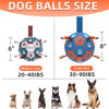 Picture of QDAN Dog Ropes Toys Soccer Ball with Straps, Interactive Dog Toys for Tug of War, Puppy Birthday Gifts, Dog Tug Toy, Dog Water Toy, Durable Dog Balls for Medium & Large Dogs- Blue&Orange(8 Inch)