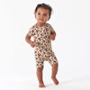 Picture of Gerber Unisex Baby Buttery Soft Short Sleeve Romper with Viscose Made from Eucalyptus, Leopard, 18 Months