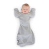 Picture of SwaddleDesigns Transitional Swaddle Sack with Arms Up Half-Length Sleeves and Mitten Cuffs, Heathered Gray with Stripe Trim, Medium, 3-6 Mo, 14-21 Lbs (Better Sleep, Easy Swaddle Transition)