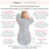 Picture of SwaddleDesigns Transitional Swaddle Sack with Arms Up Half-Length Sleeves and Mitten Cuffs, Heathered Gray with Stripe Trim, Medium, 3-6 Mo, 14-21 Lbs (Better Sleep, Easy Swaddle Transition)