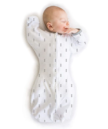 Picture of SwaddleDesigns Transitional Swaddle Sack with Arms Up Half-Length Sleeves and Mitten Cuffs, Better Sleep for Baby Boys & Girls, Easy Swaddle Transition, Tiny Arrows, Large, 6-9 Mo, 21-24 lbs