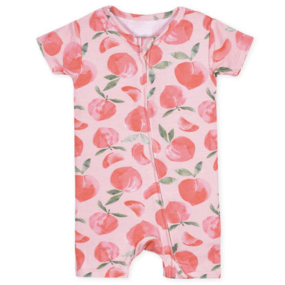 Picture of Gerber Unisex Baby Buttery Soft Short Sleeve Romper with Viscose Made from Eucalyptus, Just Peachy, 18 Months