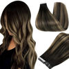 Picture of Full Shine Balayage Tape in Hair Extensions Human Hair Color 1B Off Black Fading to 27 Honey Blonde And 1B Black Tape in Human Hair Extensions 12 Inch Tape in Extensions 30 Gram 20Pcs for Women