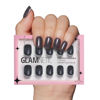 Picture of Glamnetic Press On Nails - Cosmic | Semi-Transparent Sparkly Black Short Squoval Fake Nails with a Glossy Finish, Reusable | 15 Sizes - 30 Nail Kit with Glue