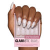 Picture of Glamnetic Press On Nails - Silent Night | Short Almond White Nails with 3D Silver Foil in a Glossy Finish | 15 Sizes - 30 Nail Kit with Glue