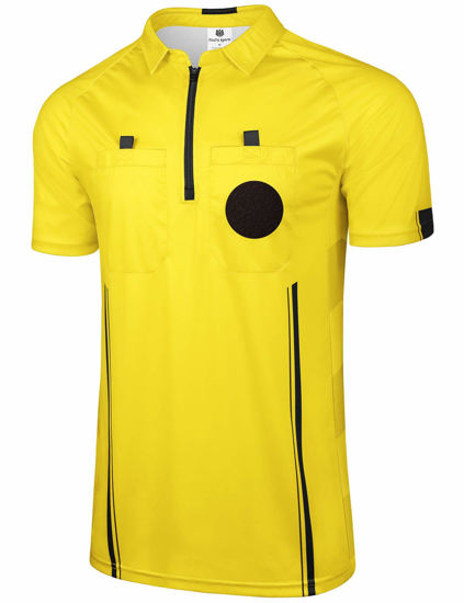 Picture of FitsT4 Sports Pro Soccer Referee Jersey Short Sleeve Ref Shirts Yellow Medium