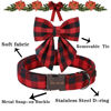 Picture of Unique style paws Christmas Dog Collar with Bow Tie Classic Red Plaid Puppy Collar for Small Medium Large Dogs as Holiday Winter Gifts-XL