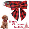 Picture of Unique style paws Christmas Dog Collar with Bow Tie Classic Red Plaid Puppy Collar for Small Medium Large Dogs as Holiday Winter Gifts-XL