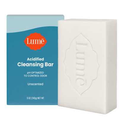 Picture of Lume Acidified Body Cleansing Bar - 24 Hour Odor Control - Removes Odor Better than Soap - Moisturizing Formula - Formulated Without SLS or Parabens - OB/GYN Developed - 5 ounce (Unscented)