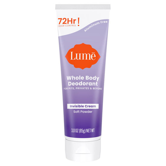 Picture of Lume Whole Body Deodorant - Invisible Cream Tube - 72 Hour Odor Control - Aluminum Free, Baking Soda Free, Skin Safe - 3.0 ounce (Soft Powder)