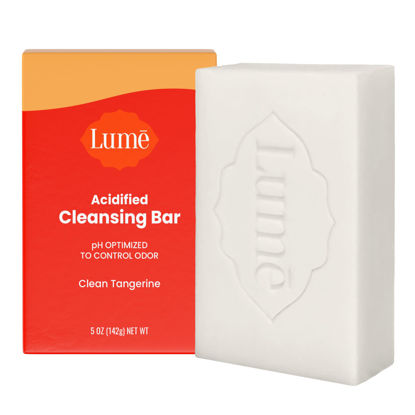 Picture of Lume Acidified Body Cleansing Bar - 24 Hour Odor Control - Removes Odor Better than Soap - Moisturizing Formula - Formulated Without SLS orParabens - OB/GYN Developed - 5 ounce (Clean Tangerine)