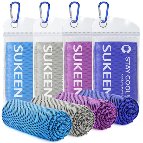 Picture of Sukeen [4 Pack] Cooling Towel (40"x12"),Ice Towel,Soft Breathable Chilly Towel,Microfiber Towel for Yoga,Sport,Running,Gym,Workout,Camping,Fitness,Workout & More Activities