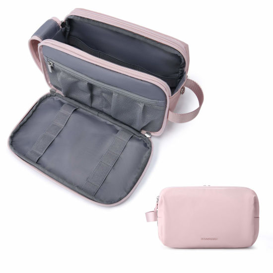 Picture of BAGSMART Toiletry Bag for Women, Cosmetic Makeup Bag Organizer, Travel Bag for Toiletries, Dopp Kit Water-resistant Shaving Bag for Accessories, Pink-Standard