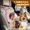 Picture of Removable Dog Seat Belts Harness for Car, 3 in 1 Pet Dog Car Seatbelt Leash, laqibak Restraint Secures to Headrest and Reflective Effect Adjustable Bungee Dog Seatbelt Tether, 2PCS and Poop Bag Holder