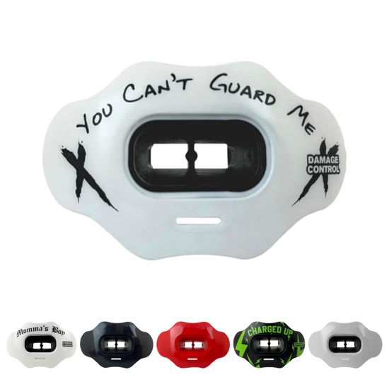 Picture of DAMAGE CONTROL - Mouth Guard - Youth Mouth Guard That Protect Lips & Teeth - No Boiling Pacifier, Breathable Binky Mouthpiece - Football Mouthpiece - Works with Braces - Helmet Strap Included