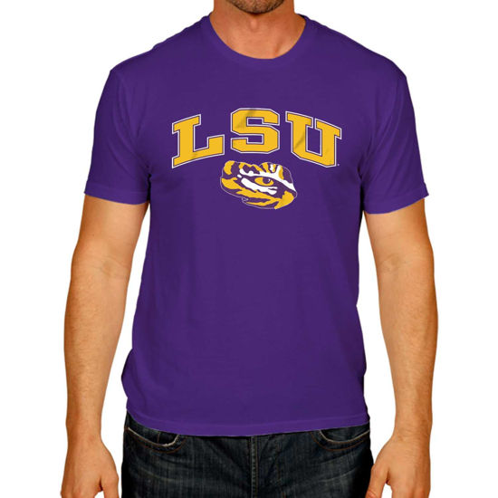 Picture of Campus Colors NCAA Adult Gameday Cotton T-Shirt - Premium Quality - Semi-Fitted Style - Officially Licensed Product (LSU Tigers - Purple, Large)