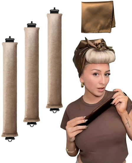 Picture of Jumbo Overnight Curlers for Wavy Blowout Curls and Volume - Heatless Curling Headband with Rods for Long Hair, No Heat Hair Waver Tool