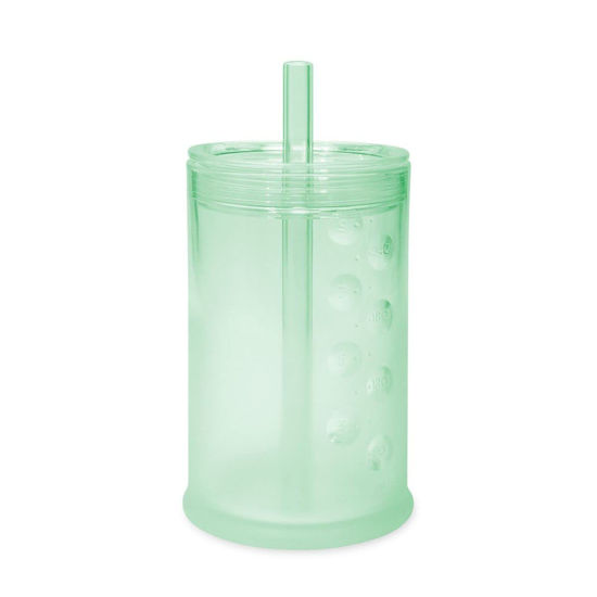 Picture of Olababy Clear View Silicone Training Cup with Straw Lid | Toddler Sippy Trainer 12mo+ | Unbreakable Water Drinking Cups for Kids 2yr+ | Baby Led Weaning & Feeding Supplies (Mint, 9 oz)