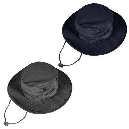 Picture of Sun Hats for Men Women Bucket Hat UPF 50+ Boonie Hat Foldable UV Protection Hiking Beach Fishing Summer Safari(2pack-Black+Navy)