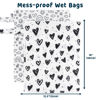 Picture of Tiny Twinkle Mess-proof Wet Bags 2 Pack Waterproof and Washable Bag for Travel storage, Stroller, Daycare, Baby Diapers, Yoga, Beach, Pool, Wet Toddler Swimsuits (Black,White)