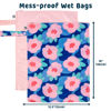 Picture of Tiny Twinkle Mess-proof Wet Bags 2 Pack Waterproof and Washable Bag for Travel storage, Stroller, Daycare, Baby Diapers, Yoga, Beach, Pool, Wet Toddler Swimsuits (Blue Floral)