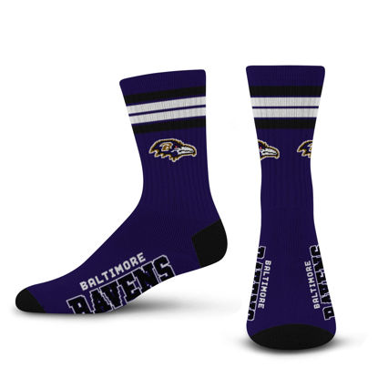 Picture of For Bare Feet NFL 4 Stripe Deuce Crew Sock, Baltimore Ravens, Large