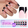 Picture of btartboxnails XCOATTIPS French Tip Nails - Long Press on Nails, Black Square Nail Tips, Soft Gel Nail Tips, Soak Off Acrylic Nail Extension Set Pink