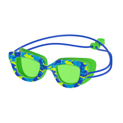 Picture of Speedo Unisex-Child Swim Goggles Sunny G Ages 3-8, Speedo Blue Camo/Jello Green