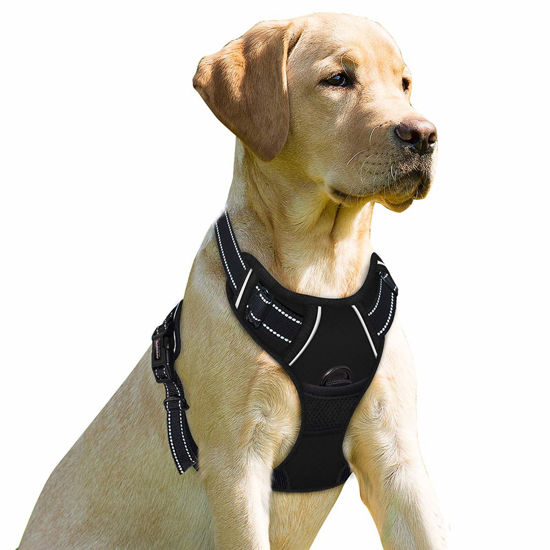 Picture of BARKBAY No Pull Dog Harness Front Clip Heavy Duty Reflective Easy Control Handle for Large Dog Walking(Black,S)