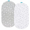 Picture of Bassinet Fitted Sheets Compatible with Delta Children Sweet Dreams Bassinet & Beberoad Love Baby Travel Bassinet, 2 Pack, 100% Jersey Knit Cotton for Baby Boy and Girl, Gray and White Print