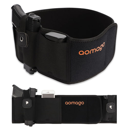 Picture of Aomago Belly Band Holster for Concealed Carry Left Hand-Gun Holster for Women & Men Fits Glock, Smith Wesson, Taurus, Ruger, and More-Breathable Neoprene Waistband for Most Pistols and Revolvers