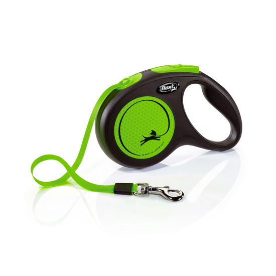 Picture of Flexi New Neon Tape Green Medium 5m Retractable Dog Leash/Lead for Dogs up to 25kgs/55lbs