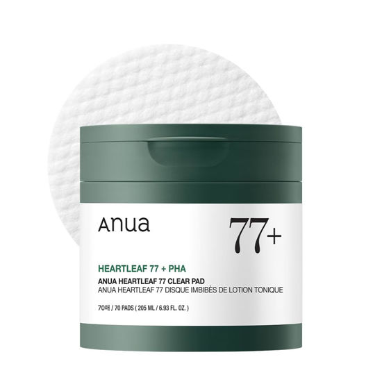 Picture of ANUA Heartleaf 77 Toner Pad 70 Sheets, PHA Dead Skin Care Low pH Daily Toner Pad exfoliating