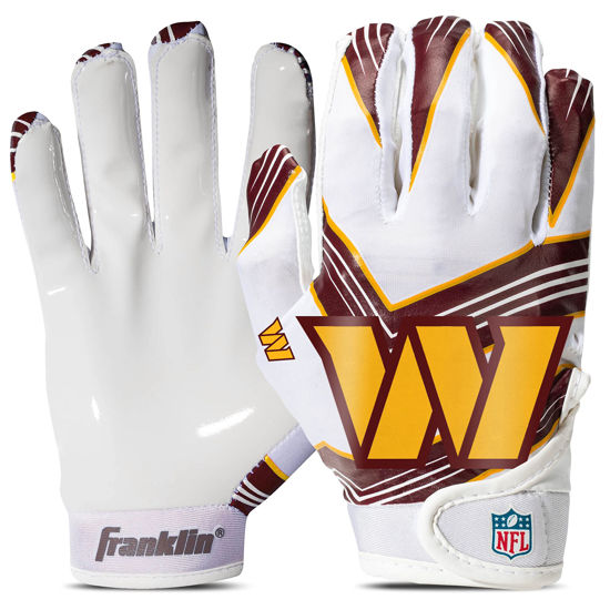 Picture of Franklin Sports Washington Football Team Youth NFL Football Receiver Gloves - Kids Football Gloves with Official NFL Team Logos - Kids Football Gear + Accessories - Youth M/L Pair