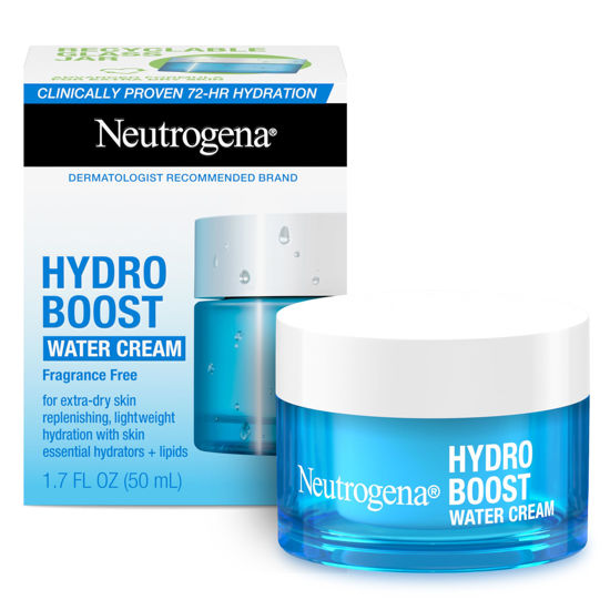 Picture of Neutrogena Hydro Boost Water Cream Face Moisturizer with Hyaluronic Acid, 72-Hour Hydration, 1.7 Fl Oz, & Hydro Boost Hydrating Gel Face Cleanser Trial Size, 0.5 Fl Oz, Skincare Set, 2 Pack