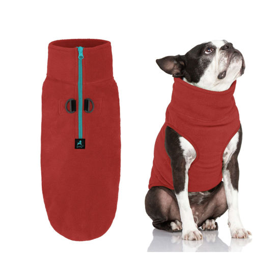 Picture of Gooby Half Zip Up Fleece Vest Dog Sweater - Burgundy, Small - Warm Pullover Fleece Head-In Dog Jacket with Dual D Ring Leash - Winter Small Dog Sweater - Dog Clothes for Small Dogs Boy and Medium Dogs