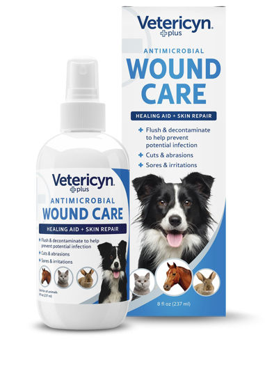 Picture of Vetericyn Plus Dog Wound Care Spray | Healing Aid and Skin Repair, Clean Wounds, Relieve Dog Skin Allergies, Safe for All Animals. 8 ounces