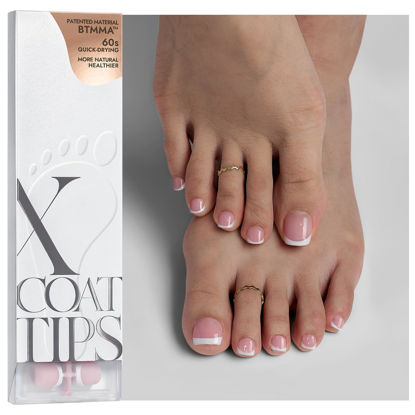 Picture of btartboxnails XCOATTIPS Toe Nail Tips - Short French Tip Press On Toenails, 160Pcs Pink Soft Gel Toe Nail Tips, Soak Off Fake Toe Nail Extensions