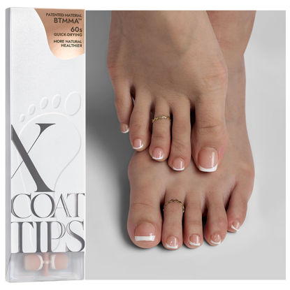 Picture of btartboxnails XCOATTIPS Toe Nail Tips - Short French Toenails Press On, 160Pcs Nude Soft Gel Toe Nail Tips, French Glue On Toe Nails for Women