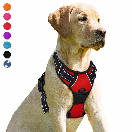 Picture of BARKBAY No Pull Dog Harness Front Clip Heavy Duty Reflective Easy Control Handle for Large Dog Walking(Red,S)