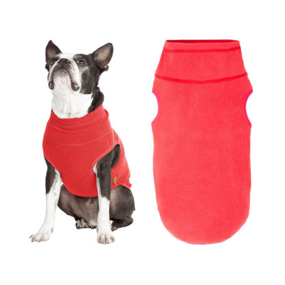 Picture of Gooby Microfiber Stretch Fleece Vest Dog Sweater - Tomato Red, Medium - Warm Pullover Fleece Dog Jacket - Dog Clothes for Small Dogs Boy - Dog Sweaters for Small Dogs to Dog Sweaters for Large Dogs