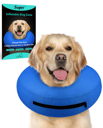 Picture of Supet Inflatable Dog Cone Collar Alternative After Surgery, Dog Neck Donut Collar Recovery E Collar to Stop Licking, Soft Dog Cone for Medium Large Dogs