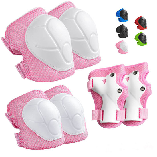 Picture of Wemfg Kids Protective Gear Set Knee Pads for Kids 3-14 Years Toddler Knee and Elbow Pads with Wrist Guards 3 in 1 for Skating Cycling Bike Rollerblading Scooter