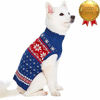 Picture of Blueberry Pet Christmas Snowflake Dog Sweater in Navy Blue, Back Length 16", Pack of 1 Clothes for Dogs