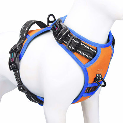 Picture of PHOEPET 2019 No Pull Dog Harnesses for Small Dogs Reflective Adjustable Front Clip Vest with Handle 2 Metal Rings 3 Buckles [Easy to Put on & Take Off](S, Orange)