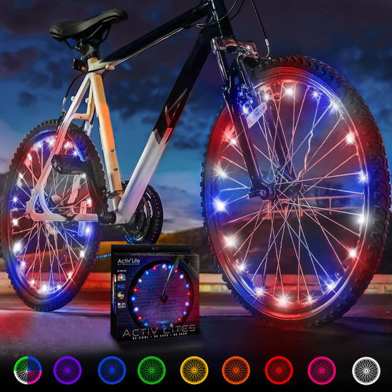 Picture of Activ Life Bike Lights (2 Wheels, Patriotic) Fitness Gifts for Men Who Have Everything Best Son Daughter Grandson Granddaughter Niece Nephew Fun Sports Presents Summer 2024 Cool Ideas for Women