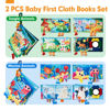 Picture of hahaland Baby Books 0-6 Months - 2 PCS Sensory Montessori Toys for Babies 0-6 Months with Crinkle Squeaky Sounds, Mirrors, Teethers - Soft Cloth Tummy Time Book Newborn Infant Toys